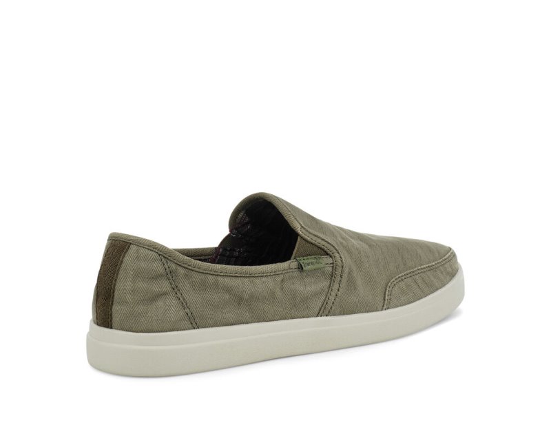 Sanuk Vagabond Slip On Sneaker Wash Vegan Men's Sidewalk Surfers Olive | Canada 192EBC